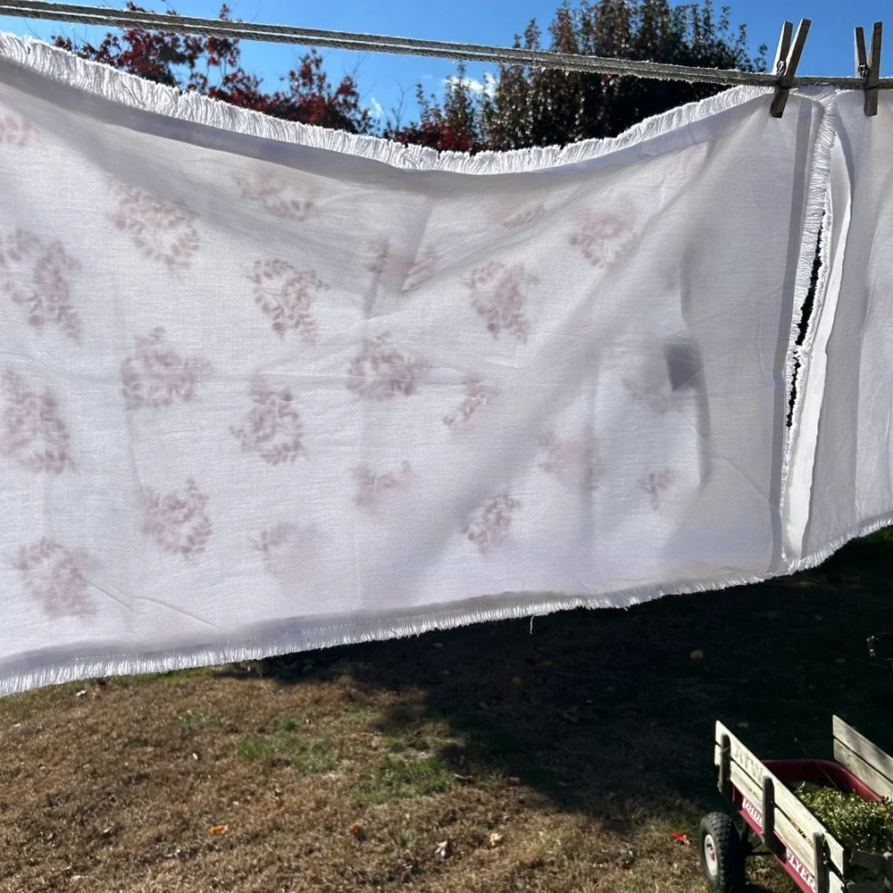 SHABBY CHIC 2 Cotton Floral Pillow Shams Fringe Pink‎ Rose Print Cottagecore